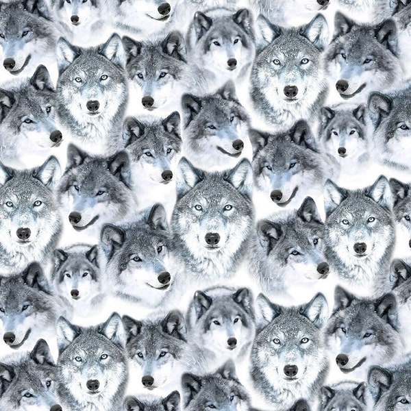 Wolf fabric - Packed Wolves by Timeless Treasures - 100% Cotton Fabric