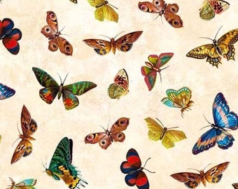 Butterfly fabric on Ivory - Butterfly Orchard - Michael Miller - 100% woven quilting cotton - Butterfly collector Lepidoptery