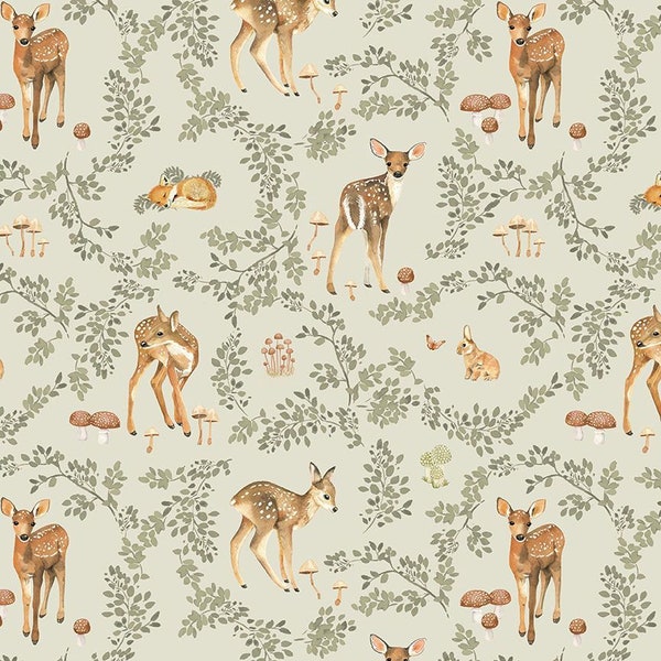 Dear Stella Deer Fabric - Seriously Doe - 100% Cotton Fabric - Moonflower collection - Baby Deer
