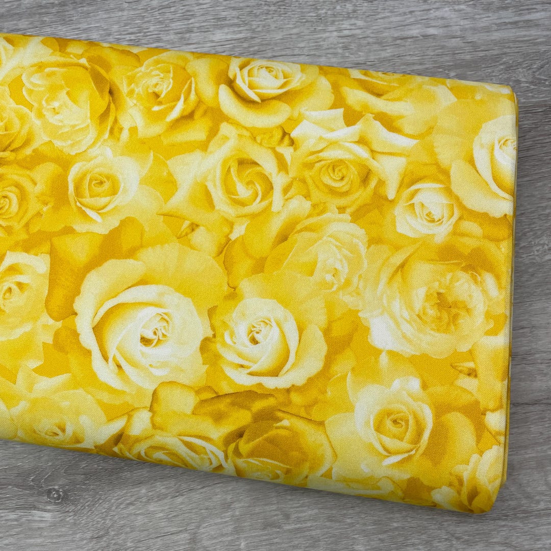 Yellow Rose Fabric - Benartex - 100% Cotton Fabric - Flowers of ...