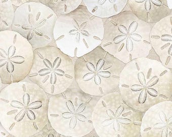 Packed Sand Dollar Fabric - 100% Cotton Fabric - Timeless Treasures - Beach Comber - Ocean theme Beach print Tropical vacation material
