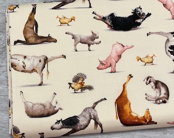Yoga Fabric - Yoga is for Everyone on Cream - Elizabeth's Studio - 100% Cotton