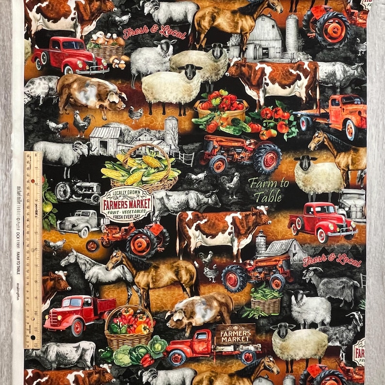 Farmer's Market Fabric - Farm To Table - Michael Miller - 100% Cotton Fabric - DCX11931-BLAC-D image 2