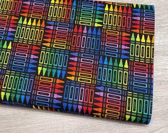 Crayon Fabric - Too Cool for School - 100% Cotton - Timeless Treasures - Bright Colorful Artist Children's material
