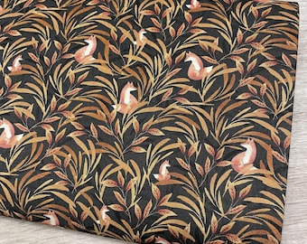 Fox Fabric - Fox In Leafy Forest - 100% Cotton - Timeless Treasures - Woodland creatures forest animal material