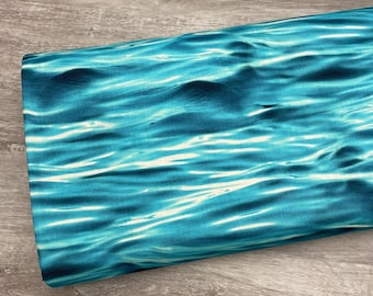 Wave Fabric - Aqua - 100% Cotton - Michael Miller - Ocean theme Sea Life Tropical Vacation Scuba Diving Beach Lake Swimming