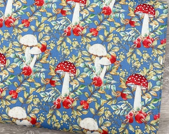 Hedgehog Hollow - Mushroom Fabric 7HH-1 - In The Beginning Fabrics - 100% Cotton - Mushroom Material Mushroom Print Fungi