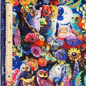 Night Owls Fabric - Nature - Robert Kaufman - 100% Cotton Fabric