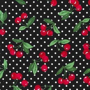 Cherry dot fabric - Michael Miller - 100% Cotton - food theme cherry material