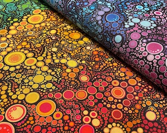 Rainbow Dots Fabric - Bright Gradation - Robert Kaufman - Effervescence - 100% cotton - multicolor rainbow fantasy kids room decor material