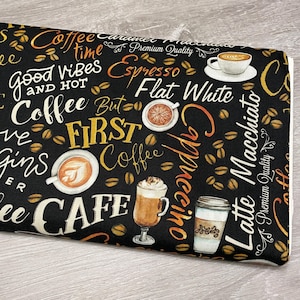 Coffee fabric - Fresh Brewed Words by Benartex - 100% Cotton - Cafe theme Americano Latte Mocha Hot Coffee Quilting Cotton