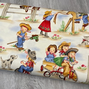 Lil Cowgirls Fabric - Michael Miller - 100% Cotton - Western Cowboy Rodeo Country Material Cowpoke
