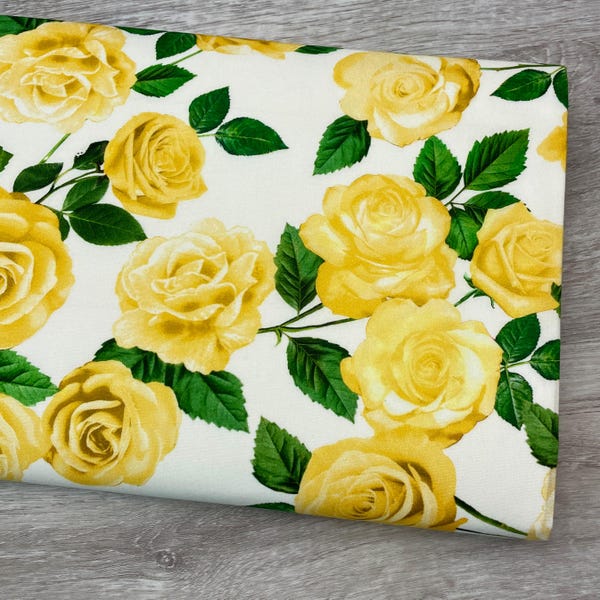 Yellow Rose Fabric - Etsy