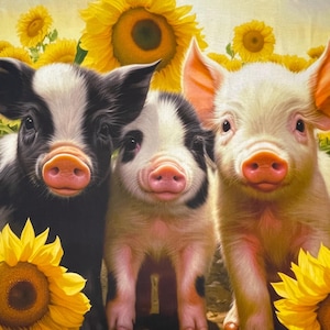 Pig Fabric Panel  45&quot; x 35.5&quot; - 100% Cotton - David Textiles Exclusive Print - Digitally Printed - Hello Sunshine