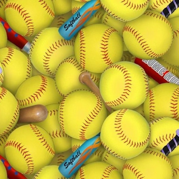Softball fabric by the yard - Sports Collection - 100% Cotton Fabric from Elizabeth's Studio
