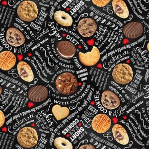 Smart Cookie Fabric - Timeless Treasures - 100% Cotton - Gail Cadden - food fabric - CD3334