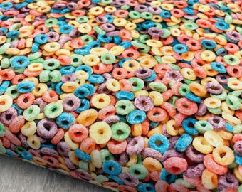Fruity Cereal Fabric - Timeless Treasures - 100% Cotton - What's for Breakfast? - Food Pastel Rainbow