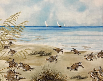 Sea Turtle Panel 43" x 24" - Turtle March - Henry Glass - 100% Cotton fabric