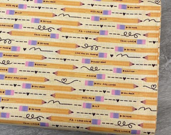 Pencil You in Yellow - Valentine's Day Fabric - 100% Cotton - Paintbrush Studio Fabrics - Bright Colorful Artist Children's material
