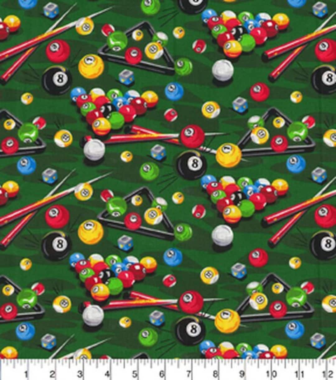 Billiards Fabric 100 Cotton Fabric Pool Table Hobby Fabric Hobbies Etsy