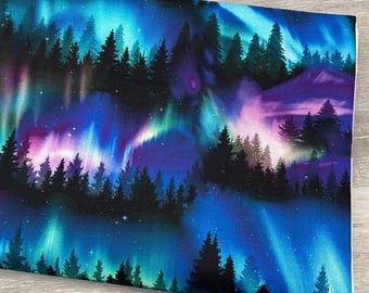 Aurora Borealis Fabric - Timeless Treasures - Winter Light - 100% Cotton - Trees