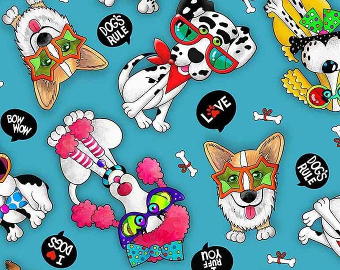 Image showcasing Dog Fabric Dogs in Sunglasses Dogs Rule Collection by Timeless ...