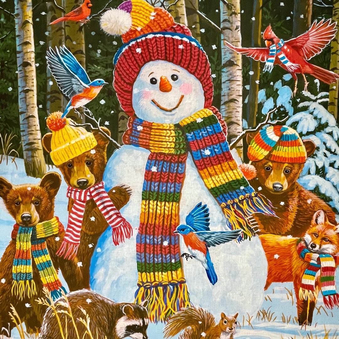 Snowman Fabric Panel 35.5" X 44" - 100% Cotton - David Textiles ...