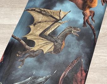 Dragon Battle Fabric - Timeless Treasures - 100% Cotton - Dragon's Lair Collection - Multicolor material dragon theme