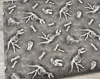 Dinosaur fabric - Gray - Michael Miller Dinosaurs - 100% Cotton - Prehistoric Fossil Dig Material Jurassic Period