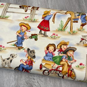 Lil Cowgirls Fabric - Michael Miller - 100% Cotton - Western Cowboy Rodeo Country Material Cowpoke