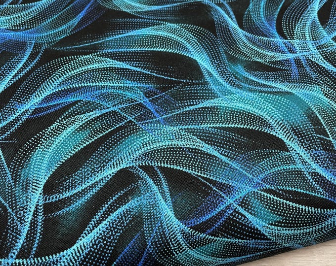 Wave Textile Pattern Wave Fabric - 100% Cotton Fabric - Timeless Treasures - Electric Ocean ...