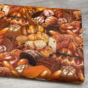 Bread Fabric - Food Festival collection by Elizabeth Studios - 100% Cotton Fabric - Food theme Baking Bread Loaf Kitchen