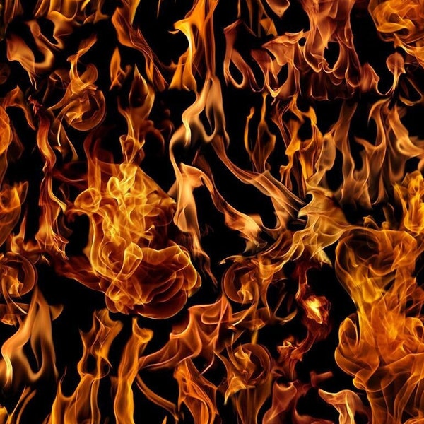 Flames - 100% Cotton Fabric from Timeless Treasures - Fire Grilling Campfire Hotrod Cars Motorcycles Racecar Drag race