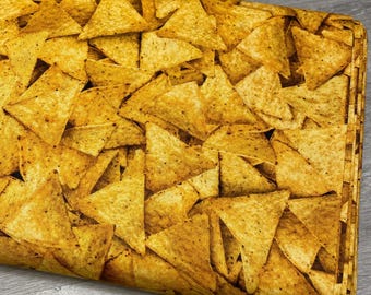 Nacho Chip Fabric - Timeless Treasures - In Queso Emergency collection - 100% Cotton Fabric - Food theme Snack material