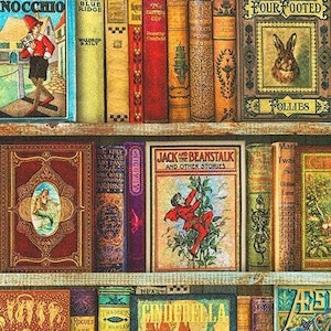 Antique Book Fabric - LARGE BOOKS - Robert Kaufman Library of Rarities - 100% Cotton - Reading Bibliophile gift