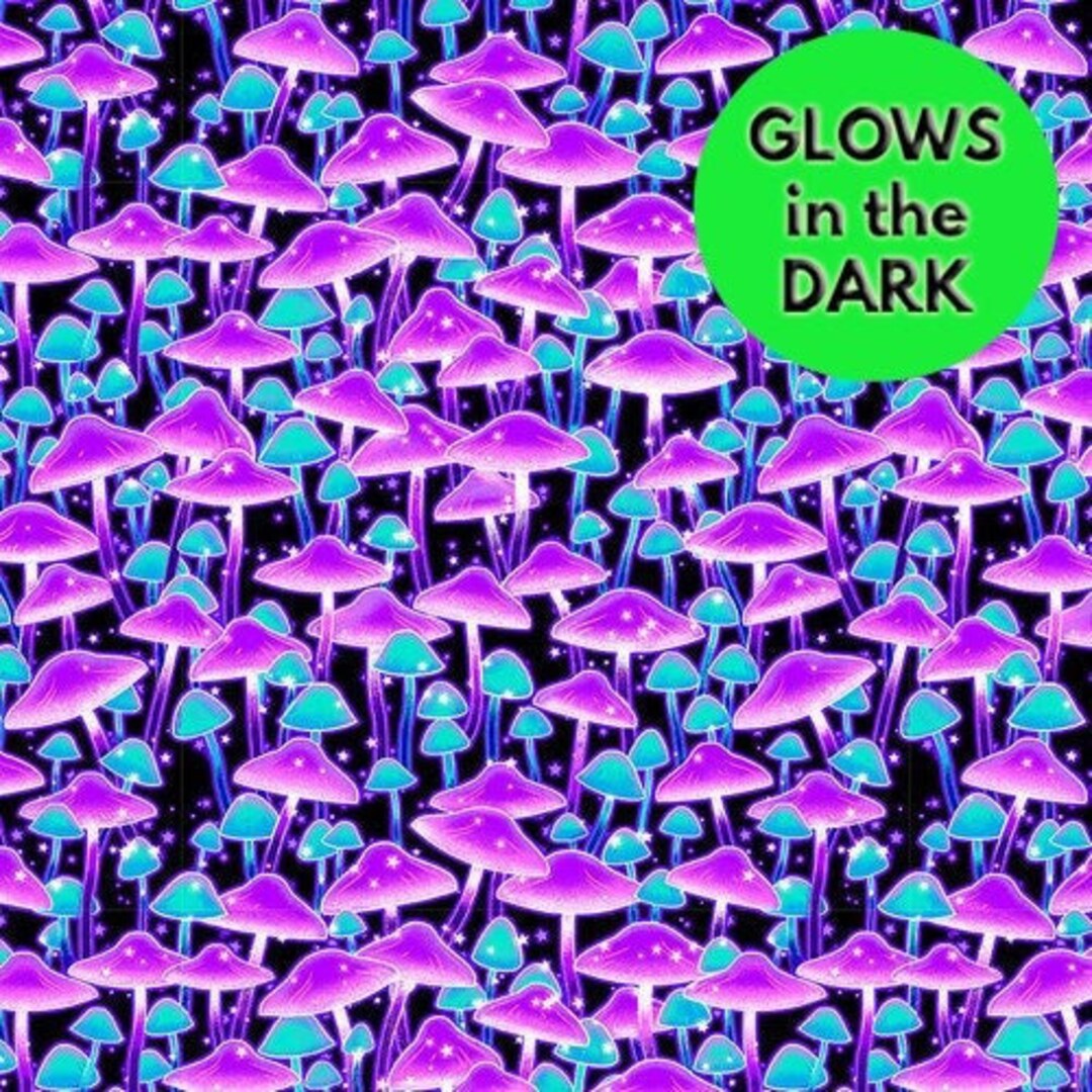 Mushroom Fabric Glow in the Dark Magic Moon Garden Henry Glass 100%