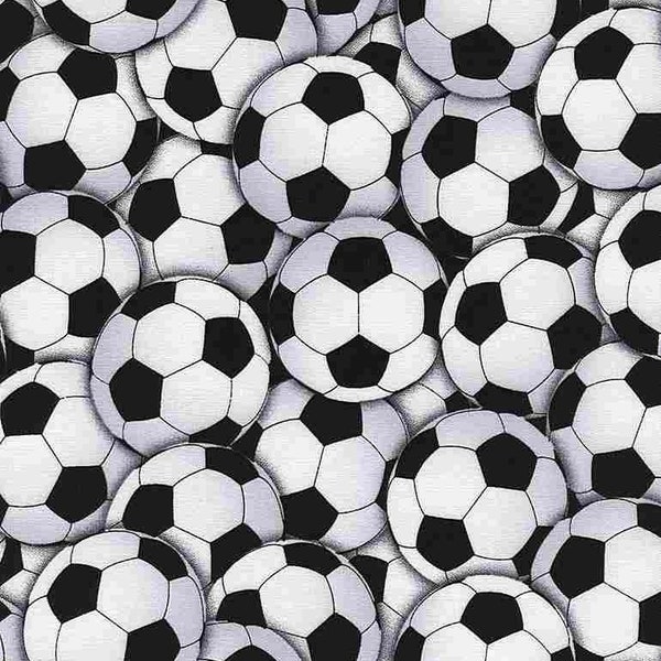 Soccer Fabric - Timeless Treasures - 100% Cotton - Quilting Cotton - Sports Fabric - Black and White Soccer ball