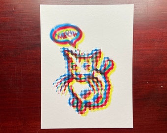 Duotone Penny the Cat - Screenprint - GosneyCreative