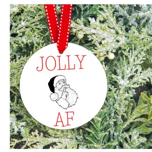 Jolly AF Santa Metal Ornament