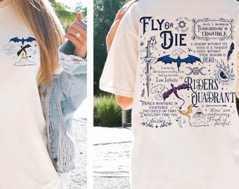 Comfort Colors Fourth Wing Shirt, Fly or Die Fantasy Tee, Basgiath War College Dragon Rider T-Shirt, Violet Sorrengail Book Lover Gift