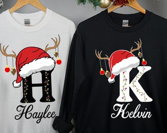 Personalized Christmas Family Shirts, Comfort Colors Holiday Shirt, Matching Xmas Hoodie, Custom Santa Hat Sweatshirt, Reindeer Pajama Tee