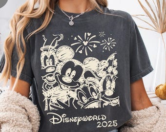 Comfort Colors® Disneyworld 2025 Shirt, Retro Walt Disney Tee, Disney Vacation Matching Shirt, Mickey and Friends Family Trip Tee