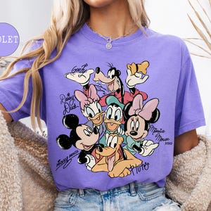 Retro Mickey and Friends Signatures Shirt, Magical Disney Characters Tee, Mickey Mouse Head Tee, Mickey & Co Gift, Disney Fan Shirt image 4
