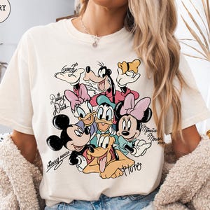 Retro Mickey and Friends Signatures Shirt, Magical Disney Characters Tee, Mickey Mouse Head Tee, Mickey & Co Gift, Disney Fan Shirt image 2