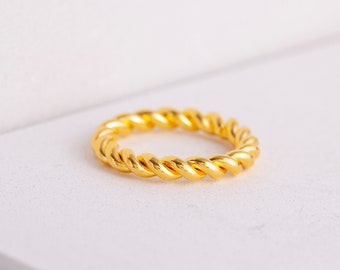 Stacking Twist Wedding Ring, Twist Rope Wedding Ring, Gold Twist Ring, Wedding Band, Dainty Twisted Ring, Stackable Ring