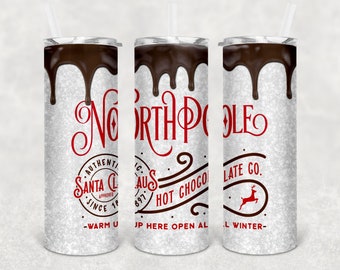 Holiday Tumbler with dripping chocolate | Holiday Tumbler | North Pole Hot Chocolate Company