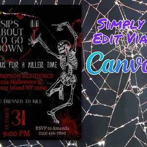 Halloween Party Cocktails and Costumes Invitation, Halloween Birthday Party, Adult Halloween Costume Party Invite | Halloween Party Invite