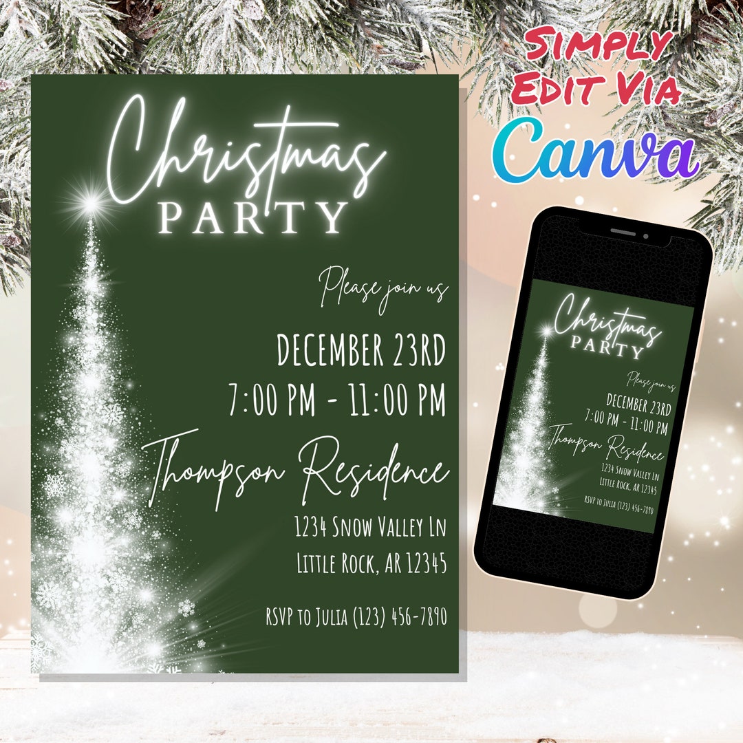 Elegant Christmas Invitation - Printable Instant Download, Template ...