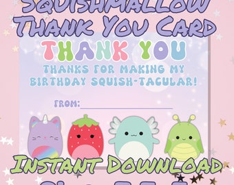 Squishmallow Thank You Card | Squishmallow Instant Download | Squishmallow Digital Thank You Card