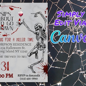 Halloween Party Cocktails and Costumes Invitation, Halloween Birthday Party, Adult Halloween Costume Party Invite | Halloween Party Invite